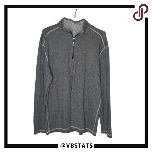 Tommy Bahama Light Gray / Dark Gray Heather Reversible Quarter Zip Top Size XL - Picture 2 of 5